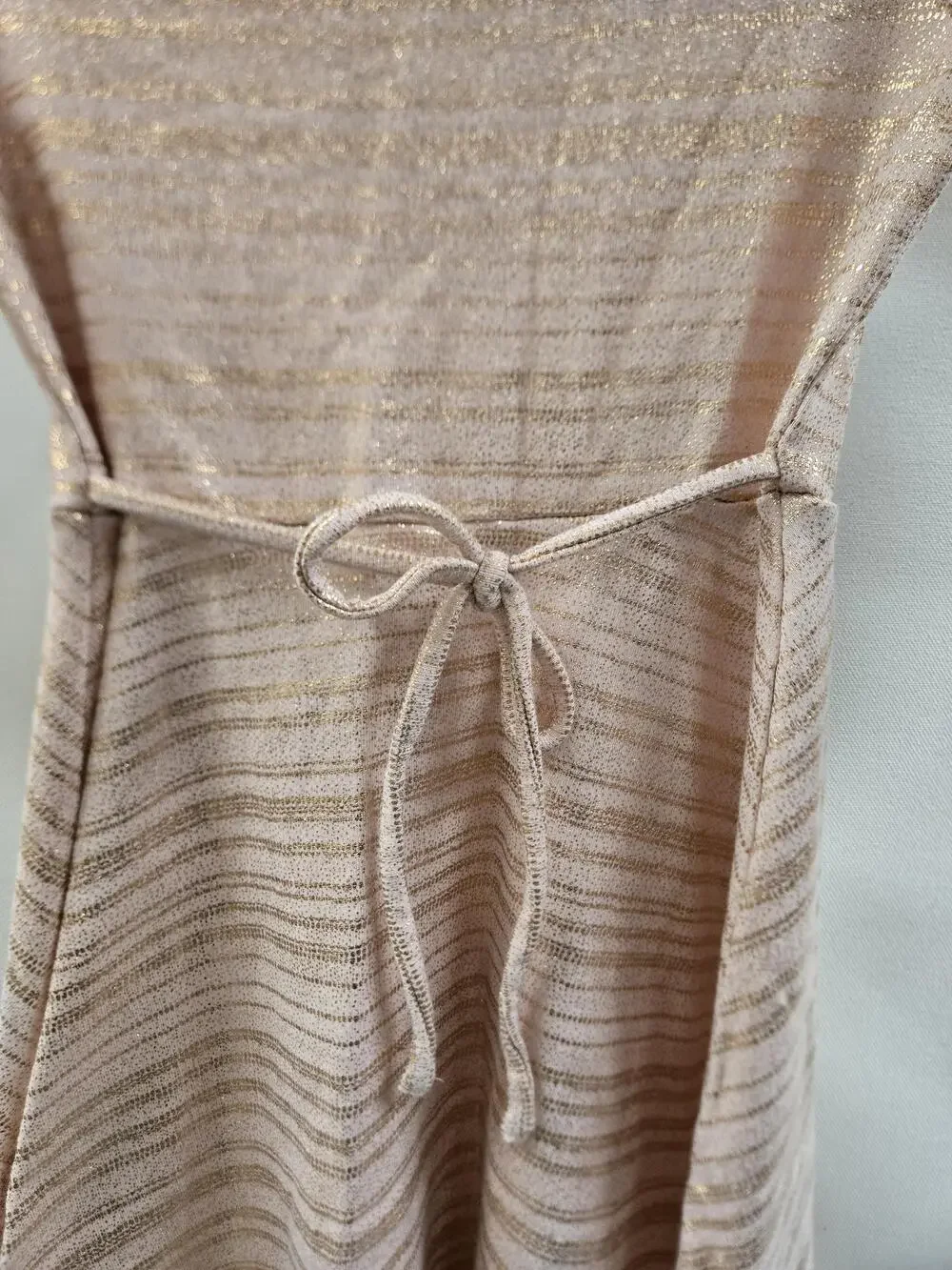Justice Dress Girls Size 12 Metallic Stripe Long Sleeve Cold Shoulder Keyhole